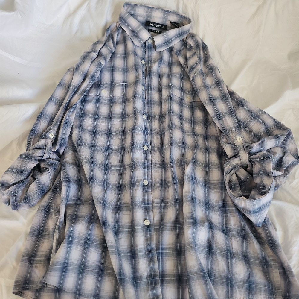 Blue and white dress shirt